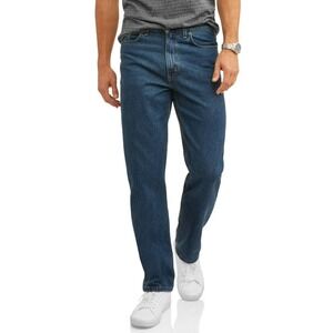 George Mens 100% Cotton Relaxed Fit Mid Rise Jeans Medium Wash Size 42 x 30